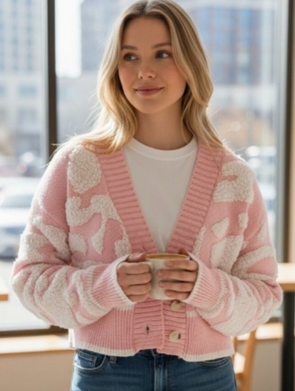 Daisy Soft Pink Tufted Knit Sweater